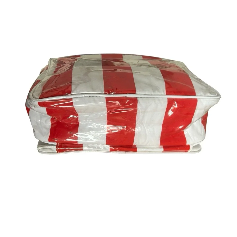 Vintage ESTEE LAUDER Makeup Bag Red & White Striped w Extra Storage Pockets
